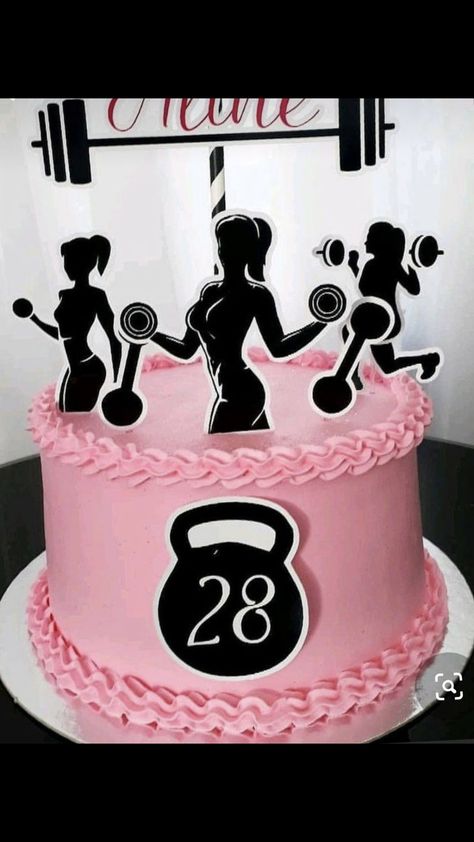 Gym Cake For Girl, Bolo Crossfit, Beyblade Cake, Fitness Cake, Gym Cake, America Cake, Cake Decorating Piping, Cake Banner Topper, Cakes For Women