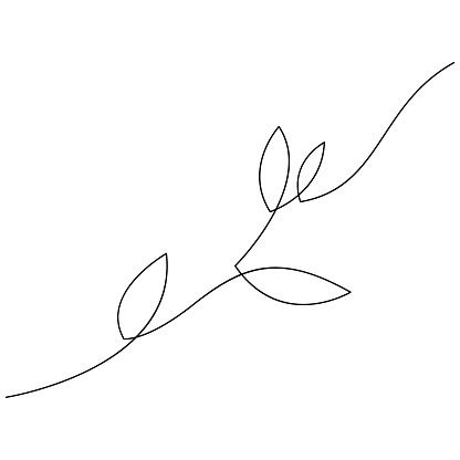 One Line Leaf Drawing, Herb Line Drawing, Branch Drawing Simple, Simple One Line Drawings, Straight Line Art, Flower One Line Drawing, Lineart Simple, One Line Flower, Tattoos Neck