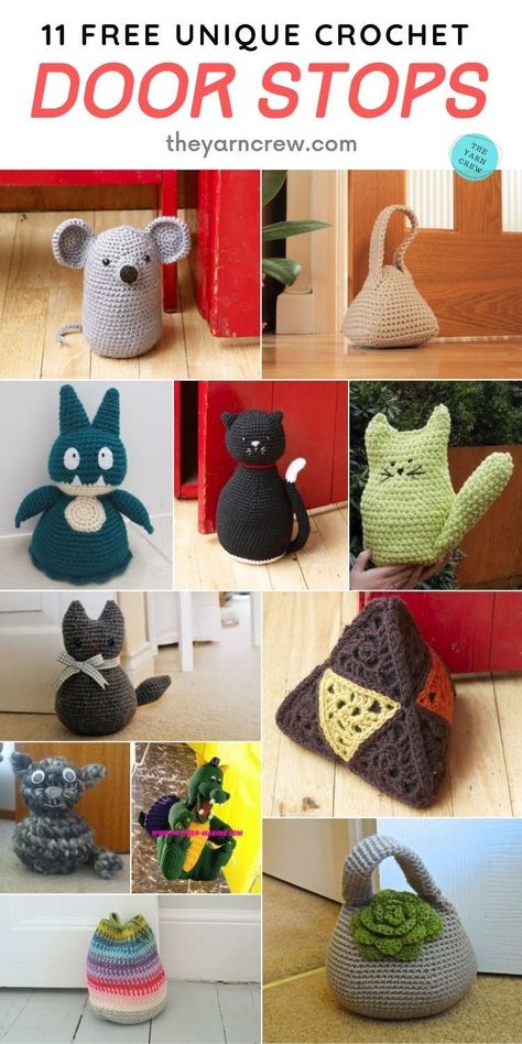 11 Free Unique Crochet Door Stop Patterns. Free Unique Crochet Door Stop Patterns curated by The Yarn Crew. Crochet Cat Doorstop Free Pattern, Crochet Classroom Decor Ideas, Crocheted Door Stops, Door Stopper Crochet Free Pattern, Free Crochet Doorstop Patterns, Crochet Doorstop Free Pattern, Crochet Door Stop, Crochet Door Stopper Free Pattern, Crochet Door Stopper