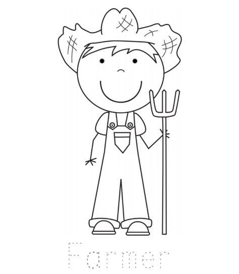 Farmer Farmer Drawing Easy, Farmer Drawing, Farmer Craft, Farm Week, Farmers Day, Farm Theme Preschool, Chalk Ideas, Theme Preschool, Career Day