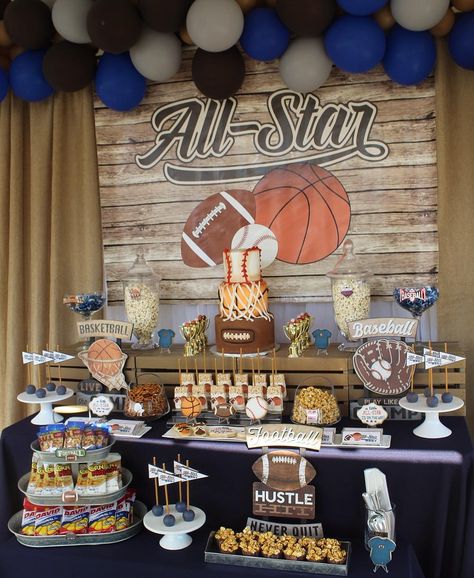 Vintage All-Star Baby Shower 🏈⚾️🏀 #vintagebabyshower #vintagesports #vintagesportsbabyshower #allstarbabyshower #allstarbaby… All Star Baby, Boy Shower Themes, Basketball Baby Shower, Sports Baby Shower Theme, Sports Baby Shower, Sports Theme Birthday, Baby Boy Themes, Sports Birthday Party, Baby Shower Vintage