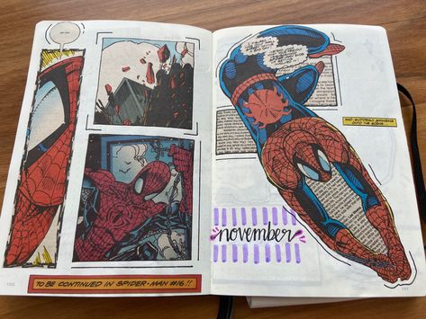 Spiderman Journal Page, Diary Aesthetic, Marvel Art Drawings, Bullet Journel, Gcse Art Sketchbook, Sketchbook Cover, Bullet Journal Themes, Journal Themes, Gcse Art