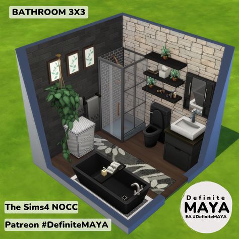 Modern Bathroom Sims 4, Sims Bathroom Ideas, Sims 4 Rooms Ideas, Bathroom 3x3, Bathroom Sims 4, Sims Bathroom, Bathroom Designs 2023, Sims Design, Sims Rooms