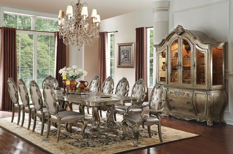 PRICES MAY VARY. ✔11-Pc Dining Table Set Include 1-Pc Extendable Dining Table, 8-Pc Side Chairs and 2-Pc Arm Chairs ✔This formal dining collection shows traditional style that is designed to impress. Each piece of this collection demonstrates delicate craftsmanship and intricate carved details. ✔Dining Table Dimensions: (90-114)"L X 44"W X 30"H (1 Ext. Leaf ); Arm Chair Dimensions: 23"L X 26"W X 43"H; Side Chair Dimensions: 22"L X 26"W X 43"H ✔Finish: Antique White/ Vintage Oak Finish; Material: Formal Dining Room Sets, Double Pedestal Dining Table, Wooden Trim, Drop Leaf Dining Table, Formal Dining Tables, Acme Furniture, Marble Dining, Pedestal Dining Table, Dining Table Marble