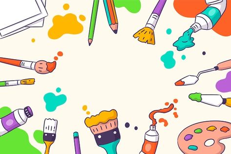 Free vector art supplies background | Free Vector #Freepik #freevector #school-wallpaper #back-school-background #school-background #learning-background Learning Background, School Wallpaper, Background School, School Background, Preschool Craft, Background Clipart, Notes Design, Note Design, Art Tools