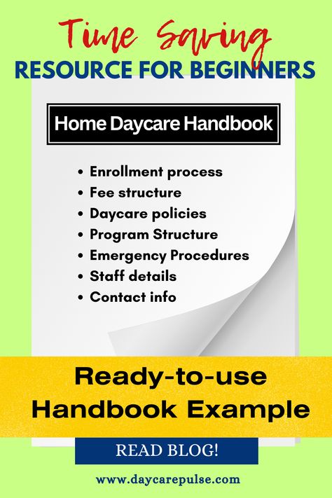 Daycare handbook is valuable tool for building trust and transparency with parents. Get your free daycare handbook template with 13 essential sections and examples. #daycarebusiness #Inhomedaycare #StartingAdaycare #ParentHandbook Parent Handbook Daycare, Daycare Handbook Template Free, Daycare Policy Handbook, Daycare Building Plans, Daycare Forms Printable Free, Daycare Handbook, Daycare Policies, Daycare Printables, Opening A Daycare