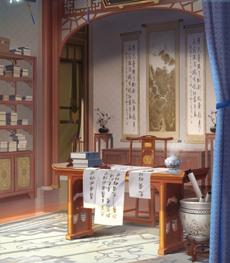 Ancient China Interior, Chinese House Interior, Game Horor, Traditional Chinese House, China House, Chinese Palace, Chinese House, Pencil Test, Pharmacy Design