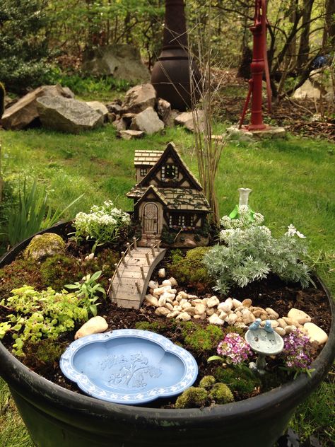 My Fairy Garden Magical Front Yard Landscaping, Wishing Well Fairy Garden Ideas, Fairy Garden Basket, Fairy Village Garden, Fairy Garden With Water Feature, Fairy Garden Planter Ideas, Farm Fairy Garden Ideas, Small Fairy Garden Ideas, Large Fairy Garden Ideas