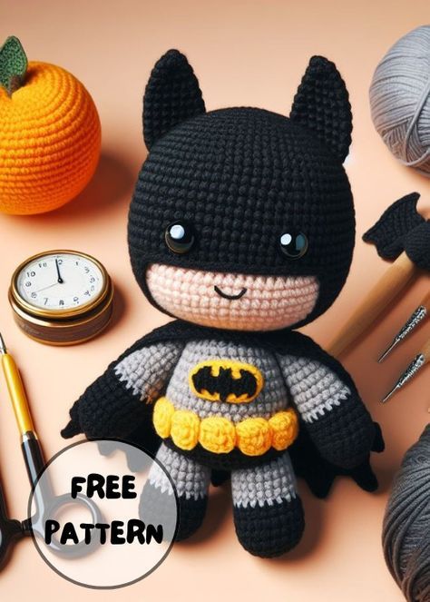 Batman Amigurumi Pattern Crochet Batman Amigurumi, Batman Amigurumi Free Pattern, Crochet Batman Free Pattern, Batman Crochet Pattern Free, Batman Crochet Pattern, Batman Amigurumi, Crochet Batman, Disney Crochet Patterns, Crochet Toys Free