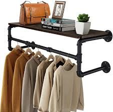 Amazon.com: Greenstell Clothes Rack with Top Shelf, 41in Industrial Pipe Wall Mounted Garment Rack, Space-Saving Display Hanging Clothes Rack, Heavy Duty Detachable Multi-Purpose Hanging Rod for Closet Storage: Home Improvement Clothes Rail With Shelves, Pipe Clothes Rack, Hanging Clothes Racks, Space Saving Hangers, Garment Rack, Pipe Shelves, Industrial Pipe, Clothes Rail, Hanger Rack