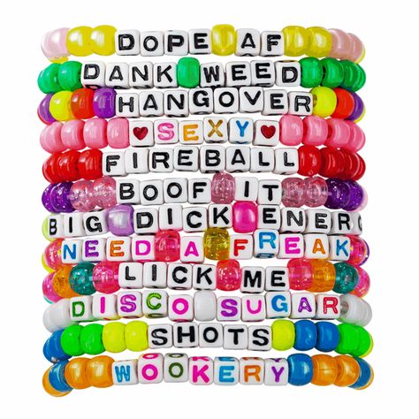 Rave Candies Bracelets, Candy Ideas Rave, Dirty Kandi Bracelets, Kandi Rave Bracelets, Rave Beads Bracelets, Candy Bracelet Ideas Rave, Kandy Ideas Rave, Funny Rave Kandi, Funny Pony Bead Bracelets