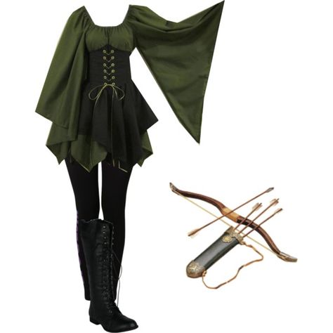 Elven Archer by christiancountrygirl1991 on Polyvore featuring NIKE Elven Archer, Elven Cosplay, Robin Hood Costume, Elven Costume, Moda Medieval, Istoria Modei, العصور الوسطى, Elf Fairy, Fair Outfits