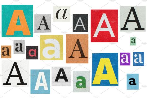 Ransom note Letter A cutout by LiliGraphie on @creativemarket Cutout Letters, Magazine Cutouts, College Letters, Ransom Note, Newspaper Magazine, Old Newspaper, Letter A, Letter Paper, Vintage Magazine