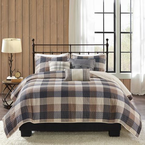 Buffalo Plaid Bedding, Rustic Bedding Sets, Future Bedroom Ideas, Cozy Lodge, Plaid Comforter, Herringbone Quilt, Plaid Bedding, Cabin Bed, Plaid Quilt