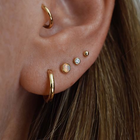 14k Gold Hoop Earrings, Opal Earrings Stud, Opal Studs, Small Earrings Studs, Huggie Hoop Earrings, Hoop Earrings Small, Single Earring, Everyday Jewelry, Ear Studs