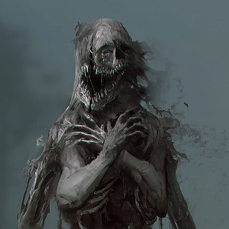 Eldritch Zombie, Burned Character Design, Eldritch Horror Concept Art, Eldritch Horror Art, Eldritch Monster, Necromancer Art, Dark Fantasy Creatures, Monsters Rpg, Creepy Dude