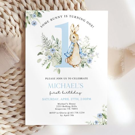 "Hop into a delightful celebration with our Some Bunny is One Invitation. This digital invitation is perfect for a first birthday party, especially for a little boy. With its editable invitation template, you can easily personalize the details and create a unique invitation. Our printable invitation features an adorable bunny theme, inspired by  Easter. It sets the perfect tone for a charming and memorable birthday celebration. Whether you're planning a small gathering or a larger party, our invitation will make your guests excited to join in the fun. Celebrate this special milestone with our Some Bunny is One Invitation. Download our editable invitation template today and let the festivities begin! Note: This is digital files. No physical item will be sent. TRY BEFORE YOU BUY! Demo this i Invitation 1st Birthday, Some Bunny Is One, Bunny Theme, Bunny Invitations, First Birthday Invite, Invitation First Birthday, 1st Birthday Boy, Small Gathering, Bunny Birthday