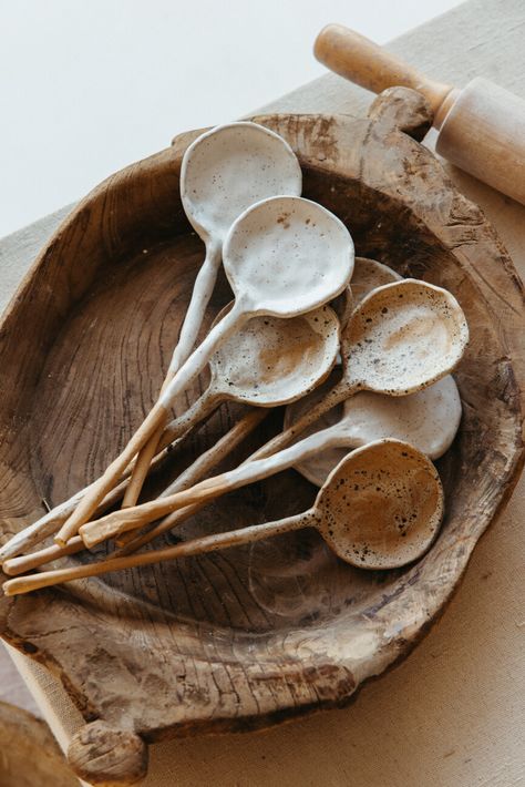 Stacie Krajchir of SLO Studio Shares the Rituals Keep Her Inspired Measuring Spoons Pottery, Ceramic Serving Spoons, Ceramic Tableware Set, Ceramic Soup Spoon, Ceramic Silverware, Ceramics Spoon, Countertop Dimensions, Clay Spoon, Clay Spoons