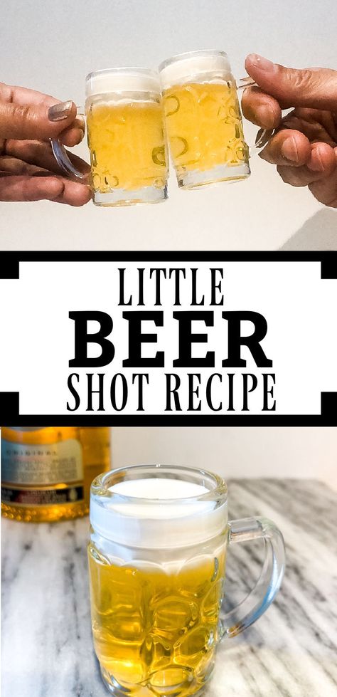 This Little beer recipe looks just like a shot of mini beer but it tastes even better! Using only 2 simple ingredients, it is always a party favorite. Little Beer Shots, Beer Shots Recipe, Mini Beer Shots Recipes, Mini Beer Shots, Beer Shots, Breakfast Shot, Baby Beer, Beer Shot, Mexican Cocktails