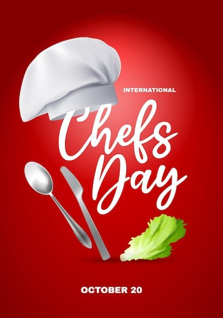 Chef Day International, International Chef Day, Chef Day, Chef Poster, Chef Character, Red Lobster, Chefs Hat, Red Food, Food Poster