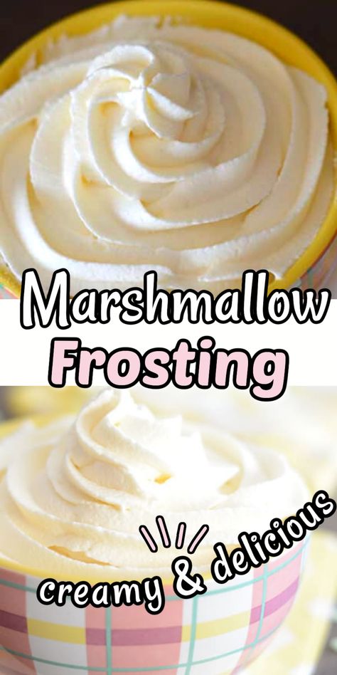 Easy Marshmallow Frosting, Frosting For Piping, Fluff Frosting, Fluffy Frosting Recipes, Marshmallow Frosting Recipes, Marshmallow Fluff Frosting, Marshmallow Buttercream, Decorating Cupcakes, Cake Filling Recipes