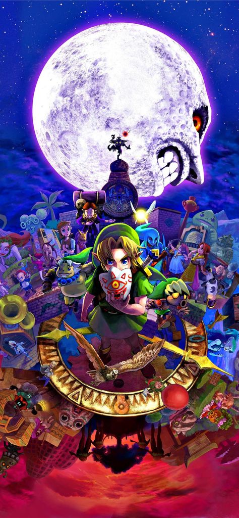 Loz Wallpapers, Zelda Moon, Majoras Mask Moon, Zelda Merch, Majoras Mask Art, Zelda Poster, Mask Wallpaper, Legend Of Zelda Poster, Nintendo Tattoo