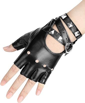 FLORVIV Black Fingerless Gloves PU Faux Leather Goth Cosplay Costume Punk Halloween Performance for Women Goth Gloves, Goth Cosplay, Fancy Halloween Costumes, Leather Goth, Gloves Aesthetic, Punk Halloween, Black Fingerless Gloves, Leather Fingerless Gloves, Fancy Accessories