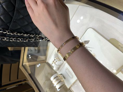 (1) Love bracelet- regular vs sm? | PurseForum Cartier Small Love Bracelet, Cartier Love Bangle, Cartier Bangle, Cartier Bracelet, Small Bracelets, Cartier Love Bracelet, Tall Women, Love Bracelets, Diamond Bracelets