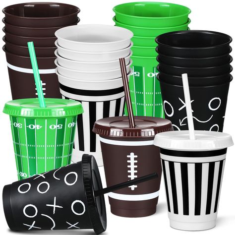 PRICES MAY VARY. Package Includes: you will receive 24 football themed cups in 4 classic football styles; This range offers a variety of choice, adding to the fun and excitement of hosting parties or other football themed events, appropriate for football tumbles with straws Vibrant Themed Design: our football plastic tumblers with lids are a suitable way to show off your preferences for sport and football specifically; These football cups feature a different football themed design to thrill your Football Care Package, Football Goody Bags, Football Party Favors, Football Player Gifts, Football Team Gifts, Football Banquet, Football Bag, Hosting Parties, Reusable Plastic Cups