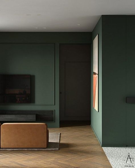 Green & Brown Interior Decor Palettes Inspired by Nature Brown And Green Living Room, Green Walls Living Room, Dark Green Living Room, Beige Dining Chair, Brown Dining Chairs, Dark Green Walls, Brown Rooms, Stylish Dining Room, Sophisticated Bedroom