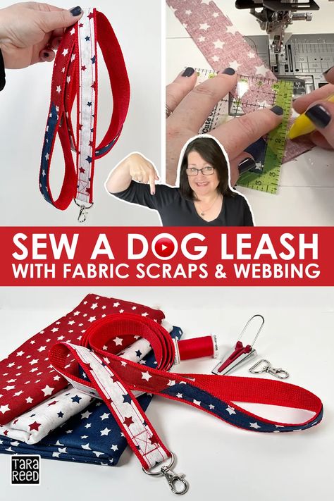 Dog Leash Diy Fabric, Homemade Dog Leashes, Sewing Dog Leash, Easy Dog Sewing Projects, How To Sew A Dog Leash, Sew Dog Collar Diy Tutorial, Dog Collar Sewing Pattern Free, Diy Leash Dog, Sewn Dog Accessories