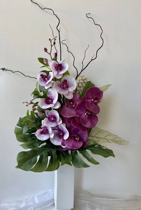 Orchids Flowers Arrangements, Unique Orchid Arrangement, Flower Arrangement With Orchids, Artificial Orchid Arrangements Ideas, Floral Arrangements With Orchids, Flower Arrangements With Orchids, Orchid Vase Arrangement, Large Artificial Flower Arrangements, Artificial Orchid Arrangement