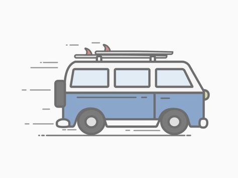 Css Ideas, Volkswagen Art, Van Drawing, Volkswagon Van, Vw Art, Vw Bus Camper, Combi Vw, Flat Design Illustration, Vw T1