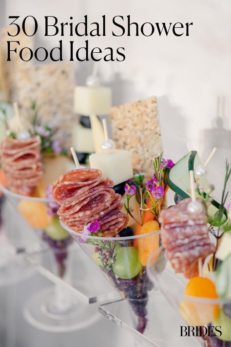 Are you hosting a bridal shower, but you’re unsure what dishes to serve? Here are 30 bridal shower food ideas that are perfect for every palate and every style celebration, plus expert tips to nail your menu selection. Bridal Shower Inspiration Food, Bridal Shower Food Menu Ideas, Wedding Shower Food Table Decor, Bridal Shower Appetizer Table, Winery Bridal Shower Food Ideas, Bridal Shower Catering Ideas, Bridal Shower Dishes, Brunch Ideas For Bridal Shower Recipes, Christmas Bridal Shower Food Ideas