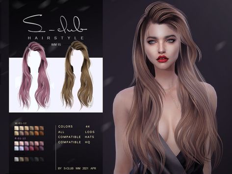 Sims 4 — S-Club ts4 WM Hair 202115 by S-Club — hairstyle, Female hair, 44 swatches, Hope you enjoy it! Thank you very Female Hairstyles, Pelo Sims, The Sims 4 Packs, Club Hairstyles, Sims 4 Downloads, Sims4 Clothes, Sims 4 Collections, Sims Hair, Sims 4 Cas