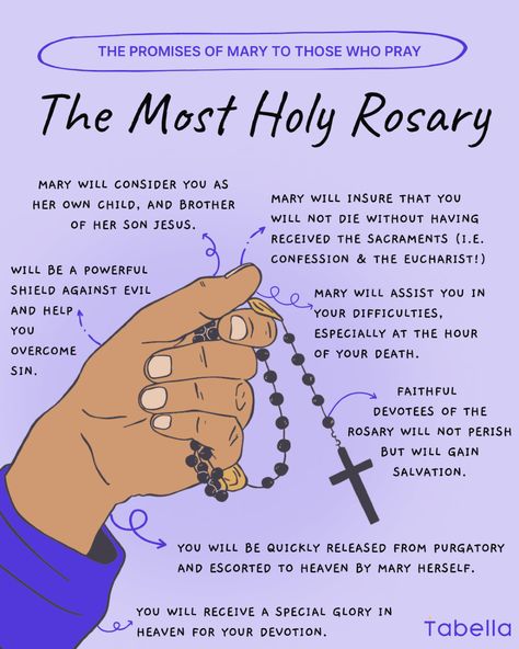 🙏📿October, the Month of the Rosary 

🙌🏻Discover the promises that Our Lady has made for praying the Holy Rosary. Each Hail Mary brings us closer to her protection and the love of God.

📲Share this infographic with your loved ones and join millions of faithful around the world in this powerful prayer. Together, let's strengthen our faith and experience the blessings that the Rosary brings to our lives.

Pray the Rosary today and spread the message! 💙 How To Pray The Rosary Catholic, Holy Rosary Prayer, Praying The Rosary Catholic, Rosary Prayers Catholic, Pray The Rosary, Rosary Prayer, The Love Of God, Praying The Rosary, Mom Life Quotes