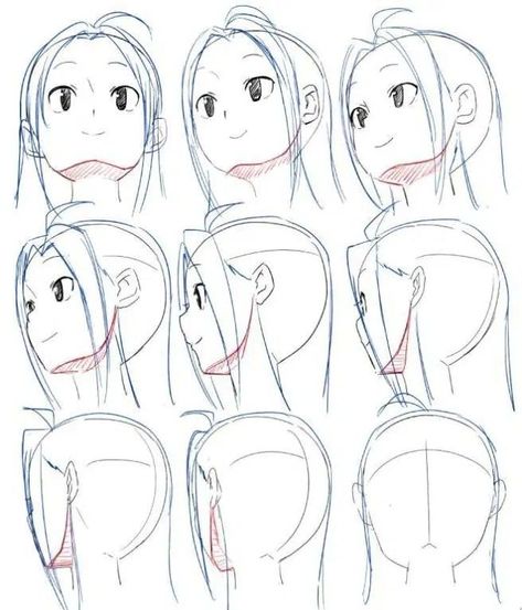 How To Draw Anime, 얼굴 드로잉, Anime Head, 얼굴 그리기, Manga Drawing Tutorials, Drawing Heads, Draw Anime, Anime Hair, Learn How To Draw