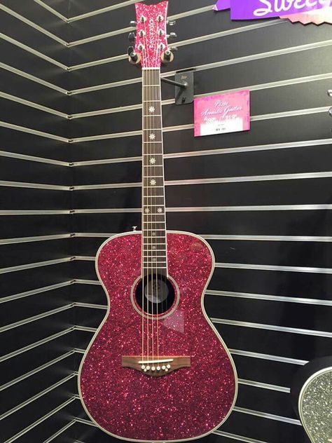 Pretty Electric Guitar, Pretty Acoustic Guitars, Hot Pink Guitar, Pink Acoustic Guitar, Eletric Gutair, Disney Guitar, Pink Ukulele, Best April Fools, Music Mic