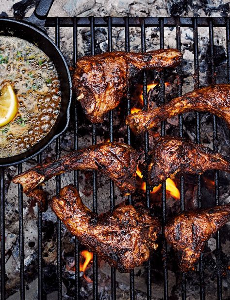 Barbecued cumin lamb chops with anchovy butter and lemon yoghurt Lamb Chop Recipe, Josh Katz, Anchovy Butter, Cumin Spice, Cumin Lamb, Best Bbq Recipes, Steak Kebabs, Lamb Chop Recipes, Lamb Dishes