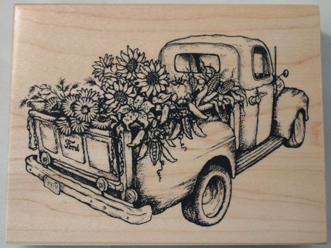 Truck Stamps, Ford Pick Up, Truck Tattoo, Pick Up Truck, Woodburning Projects, Old Pickup, Old Pickup Trucks, Truck Paint, Drawing Examples