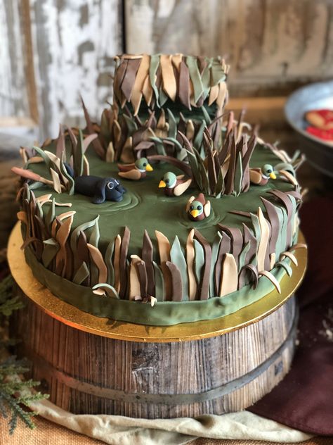 Duck Hunting Cakes, Duck Birthday Theme, Hunting Birthday Cakes, Hunting Birthday Party, Hunting Cake, Duck Blind, Hunting Birthday, John Russell, Boys 1st Birthday Party Ideas