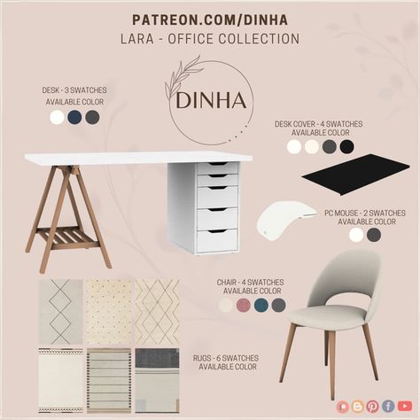 Set preview: Lara - Office Collection | Patreon The Sims 4 Desk Cc, Sims 4 Cc Office Desk, Sims 4 Cc Office Furniture Ideas, Sims 4 Laptop Cc, Sims 4 Cc Computer Functional, Sims 4 Computer Cc, Sims 4 Desk Cc, Sims 4 Dorm Cc, Sims 4 University Cc