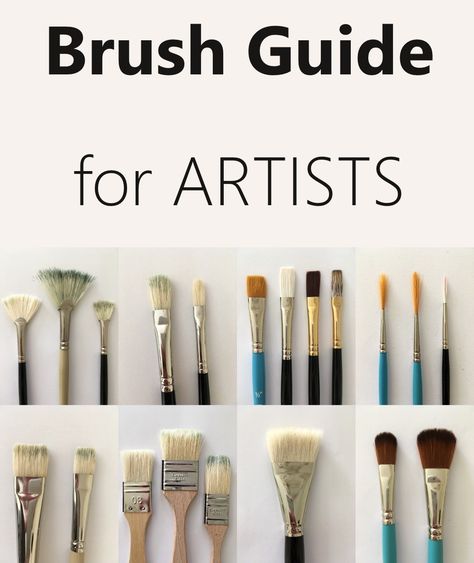 Different Types Of Paint Brushes, Brush Types For Painting, Acrylic Brushes For Painting, Acrylic Paint Brush Guide, Types Of Acrylic Paint, Best Acrylic Brushes, Types Of Brushes Painting, Best Paint Brushes For Acrylic, Paint Brush Guide