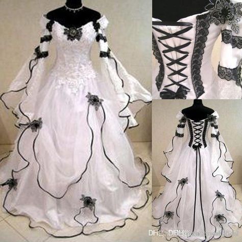 Discount V Neck Cathedral Cathedral Train Designer 2 In 1 Open Back Empire Modest Country Wedding Dresses China 12y White Black 2017 Bridal Gown Sexy Wedding Gowns Top Wedding Dress Designers From Prettybridal_2017, $178.13| DHgate.Com Victorian Wedding Dresses, Wedding Dresses Plus, Victorian Wedding Dress, Long Sleeve Bridal Gown, Black Lace Corset, Gothic Wedding Dress, Trendy Wedding Dresses, Victorian Wedding, Wedding Dresses Corset