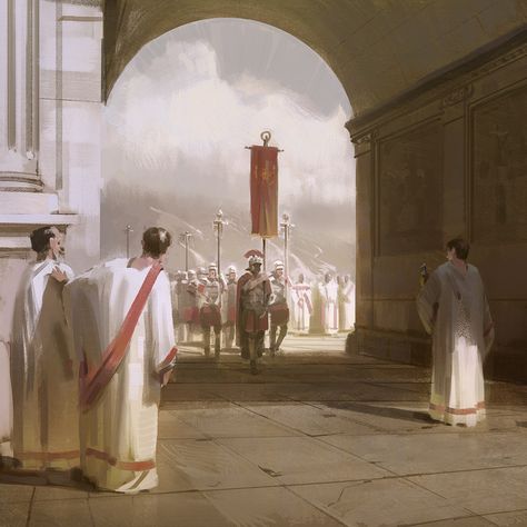 Roman Entrance by Nick Gindraux on ArtStation. Imperiul Roman, Roman Warriors, Roman Legion, Roman Republic, Roman Era, History Notes, Roman Soldiers, Roman History, Roman Art