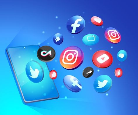 3d Social Media Icons, Media Design Graphics, Social Media Marketing Design, Social Media Background, Social Network Icons, Social Media Icons Vector, Social Media Marketing Campaign, Marketing Icon, Business Instagram