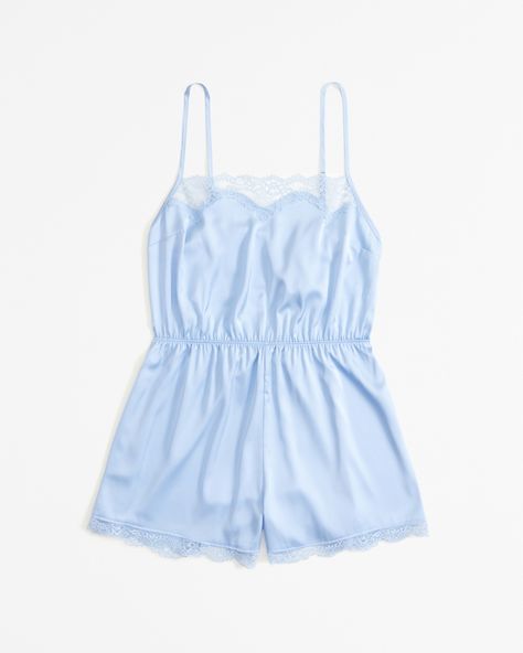 Women's Lace and Satin Romper | Women's Clearance | Abercrombie.com Sleep Romper, Satin Nightie, Satin Romper, American Clothing, Peek A Boo, Suits Coats, Women Lace, Swimwear Accessories, Rompers Women