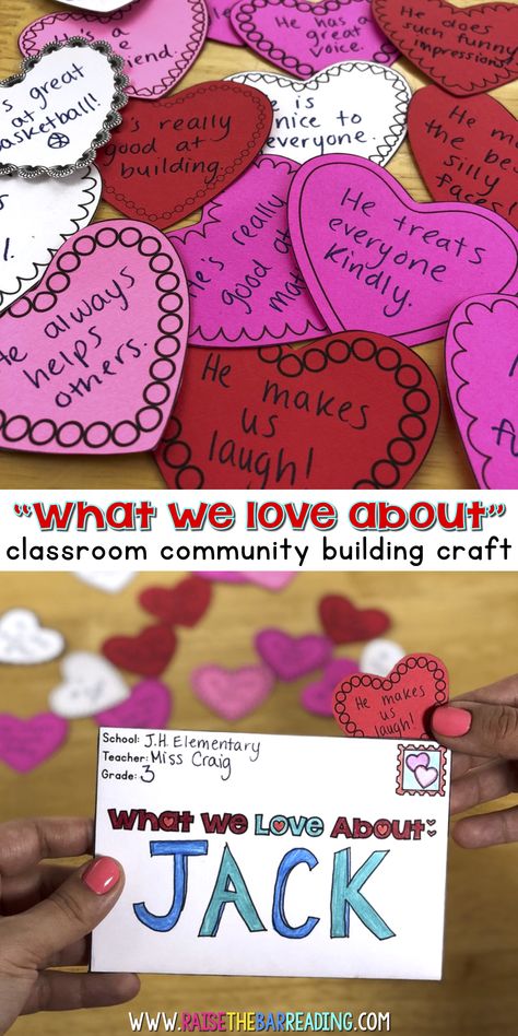 valentines day craft Activities For Elementary Students, Activities Elementary, February Classroom, Kindergarten Valentines, Building Classroom Community, Valentinstag Party, Preschool Valentines, Valentine Activities, Raise The Bar