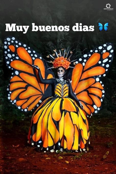 Dia De Los Muertos Party Ideas, Catrina Costume, Halloween Yard Displays, Mexican Halloween, Dia De Los Muertos Decorations Ideas, Halloween Infantil, Butterfly Costume, Hispanic Culture, Fiesta Outfit