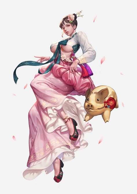 ArtStation - Year of the pig, JeongSeok Lee Pig Character Design, Pig Character, Anime Illustration, Pig Art, Cuadros Star Wars, Pix Art, Year Of The Pig, Demon Art, Fantasy Images